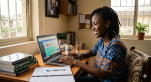 Young Nigeria using Laptop